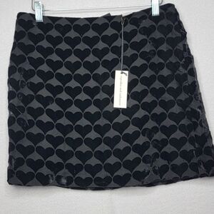 Cupcakes and Cashmere Black Heart Pattern Mini Skirt SIZE 8